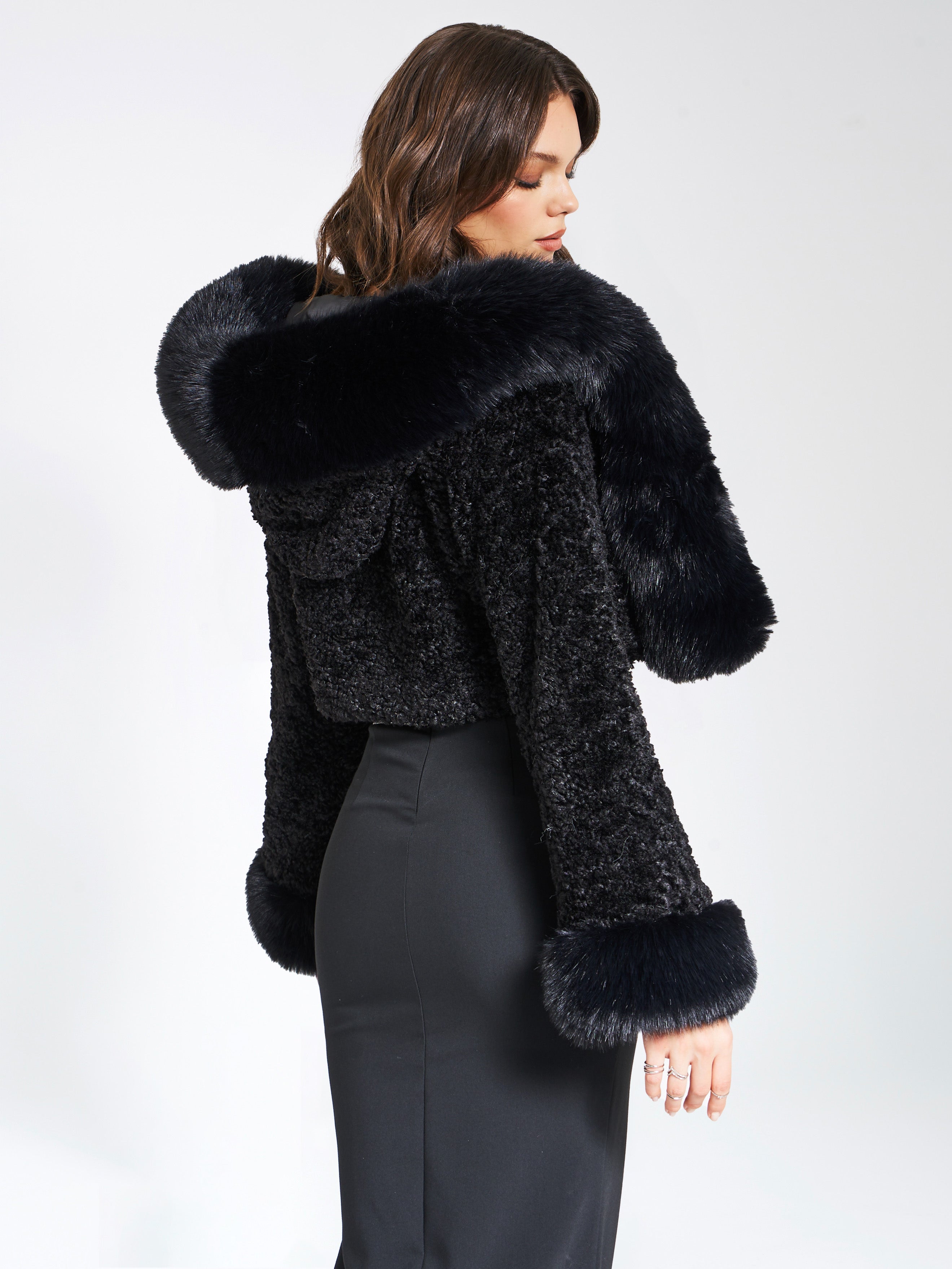 NINA FAUX FUR COAT - BLACK